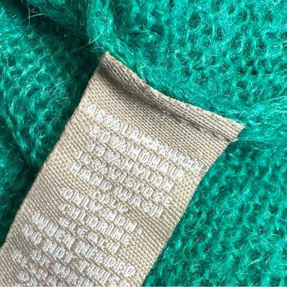 Anthropologie Knitted & Knotted XS Kelly Green Knit Top Sweater Wool Mohair - Picture 5 of 7